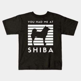 You Had Me At Shiba feat. Lilly the Shiba Inu - White Text on Black Kids T-Shirt